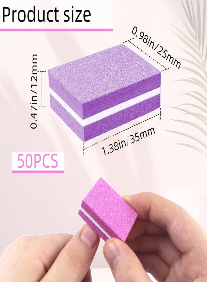 TKYZMS 50 Pack Nail Buffers,100/180 Grit Mini Buffer Block, Mini Nail Files for Acrylic & Natural Nails,Double-Sided Buffing Blocks for Manicure & Pedicure, Salon & Home Use (Multi-Colored) - Image 3
